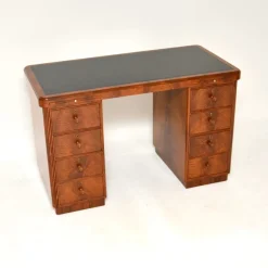 Pamono Art Deco Figured Walnut Pedestal Desk, 1930s> Desks