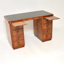 Pamono Art Deco Figured Walnut Pedestal Desk, 1930s> Desks