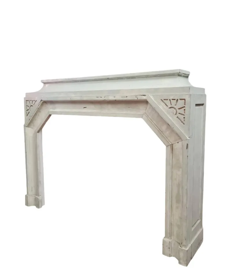 Pamono Art Deco Fireplace in Lacquered Wood with Faux Stone Finish, 1940s> Fireplaces And Mantels