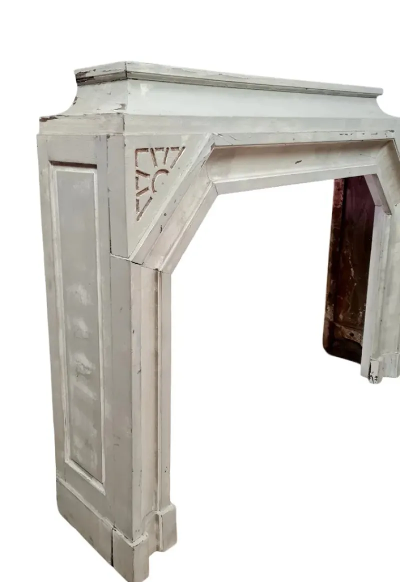 Pamono Art Deco Fireplace in Lacquered Wood with Faux Stone Finish, 1940s> Fireplaces And Mantels