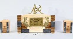 Pamono Art Deco Fireplace Set in Onyx and Bronze from A. Gapaillard, 1920> Fireplaces And Mantels