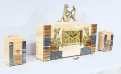 Pamono Art Deco Fireplace Set in Onyx and Bronze from A. Gapaillard, 1920> Fireplaces And Mantels