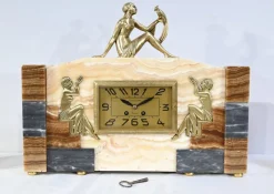 Pamono Art Deco Fireplace Set in Onyx and Bronze from A. Gapaillard, 1920><noscript><img width=