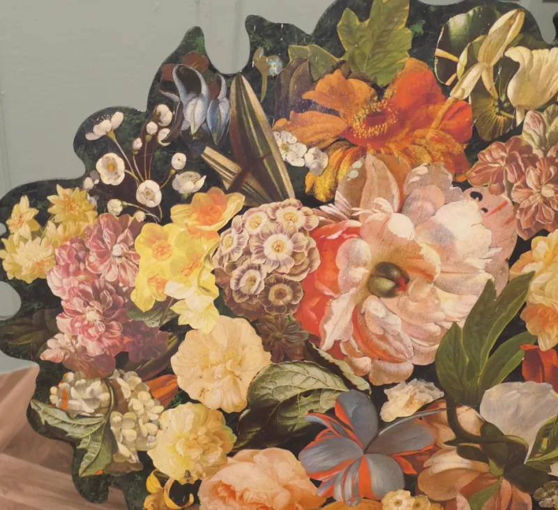 Pamono Art Deco Floral Collage Screen, 1930s> Room Dividers & Screens