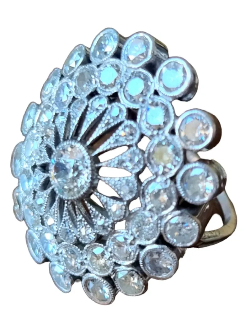 Outlet Pamono Art Deco Floral Diamond Ring, 1915