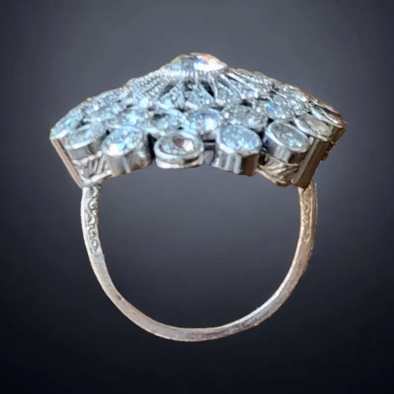 Outlet Pamono Art Deco Floral Diamond Ring, 1915