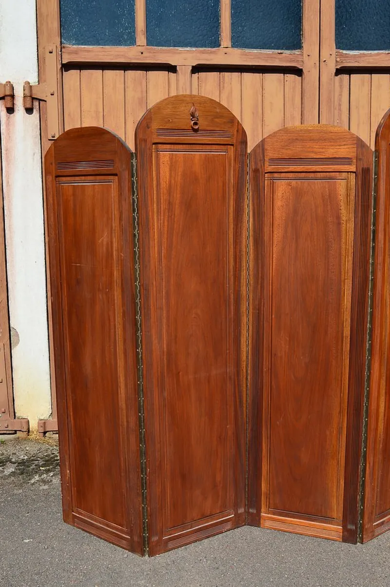 Pamono Art Deco Folding Screen with 7 Sculpted Panels, 1940s> Room Dividers & Screens