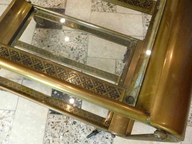 Pamono Art Deco French Brass and Glass Bar Cart> Serving Bar Carts & Trolleys