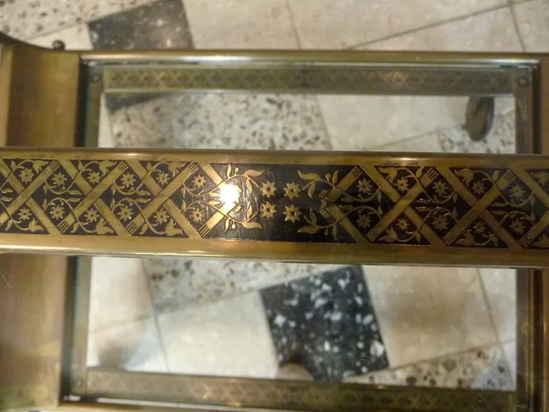 Pamono Art Deco French Brass and Glass Bar Cart> Serving Bar Carts & Trolleys