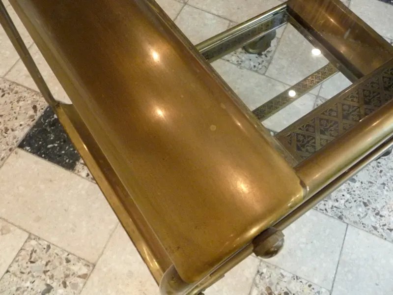 Pamono Art Deco French Brass and Glass Bar Cart> Serving Bar Carts & Trolleys
