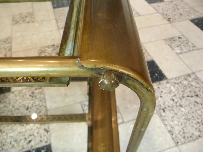 Pamono Art Deco French Brass and Glass Bar Cart> Serving Bar Carts & Trolleys