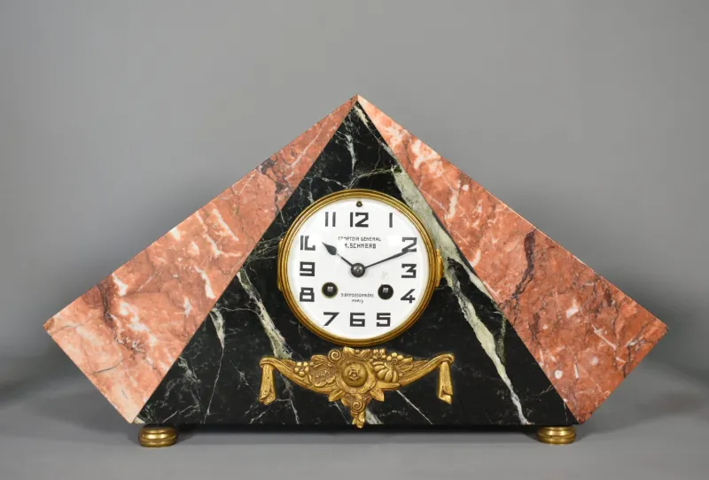 Pamono Art Deco French Clock Set by Comptoir General, M Schnerb, Paris, 1920s, Set of 3> Clocks