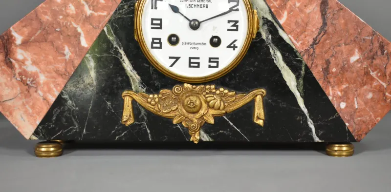 Pamono Art Deco French Clock Set by Comptoir General, M Schnerb, Paris, 1920s, Set of 3> Clocks