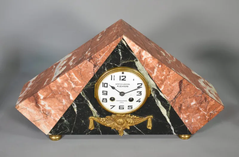 Pamono Art Deco French Clock Set by Comptoir General, M Schnerb, Paris, 1920s, Set of 3> Clocks