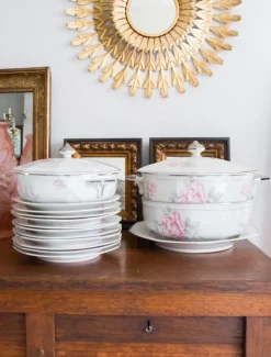 Hot Pamono Art Deco French Limoges Porcelain Dishes, 1930s, Set of 15