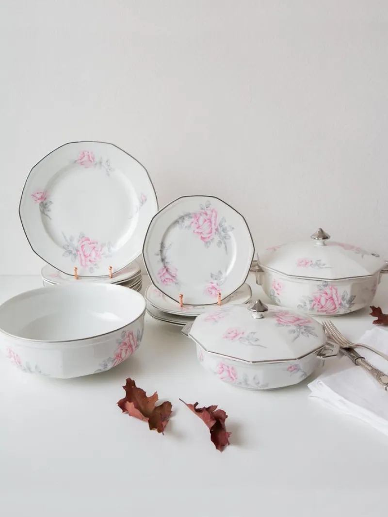 Hot Pamono Art Deco French Limoges Porcelain Dishes, 1930s, Set of 15