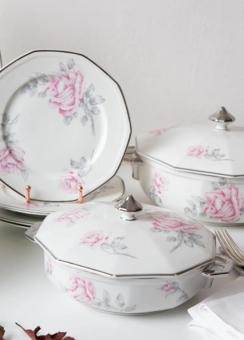 Hot Pamono Art Deco French Limoges Porcelain Dishes, 1930s, Set of 15