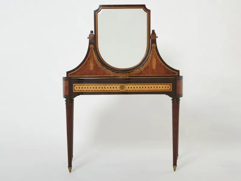 Pamono Art Deco French Marquetry Vanity attributed to Maurice Dufrene, 1920s> Console Tables