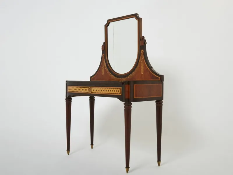 Pamono Art Deco French Marquetry Vanity attributed to Maurice Dufrene, 1920s> Console Tables