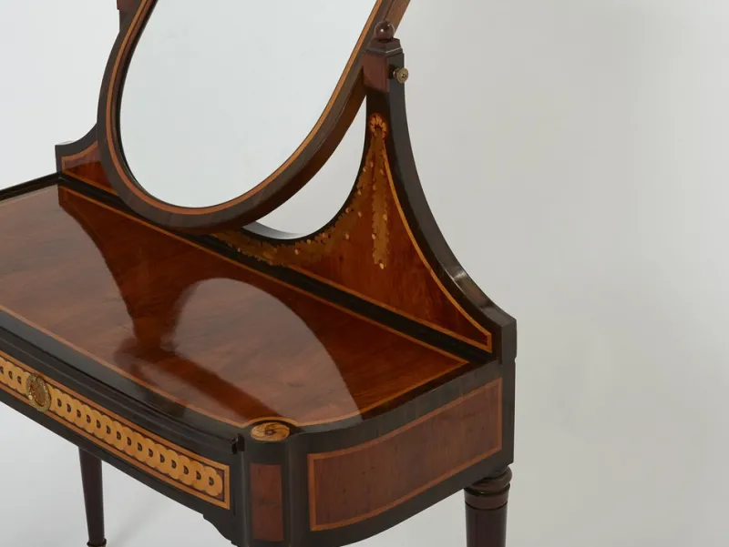 Pamono Art Deco French Marquetry Vanity attributed to Maurice Dufrene, 1920s> Console Tables