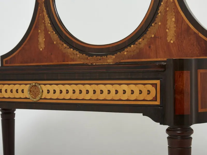 Pamono Art Deco French Marquetry Vanity attributed to Maurice Dufrene, 1920s> Console Tables