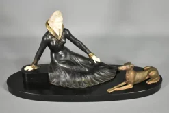 Pamono Art Deco French Metal & Marble Sculpture by Salvatore Melani, 1920s><noscript><img width=