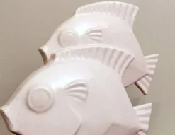 Hot Pamono Art Deco French Sculpture of Two Fish in Craquelé Porcelain