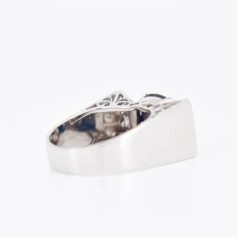Hot Pamono Art Deco French Tank Ring in Gold, Sapphire and Diamonds, 1920s