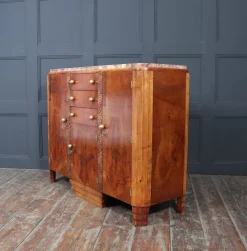 Pamono Art Deco French Walnut Sideboard with Marble Top, 1930s><noscript><img width=