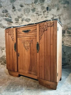 Pamono Art Deco French Walnut Sideboard with Marble Top, 1920s><noscript><img width=