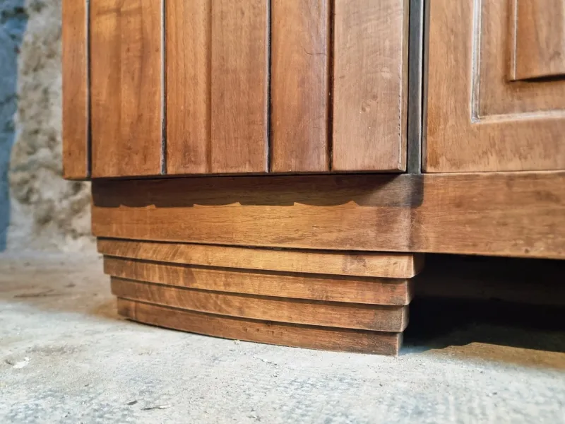 Pamono Art Deco French Walnut Sideboard with Marble Top, 1920s> Sideboards & Buffets