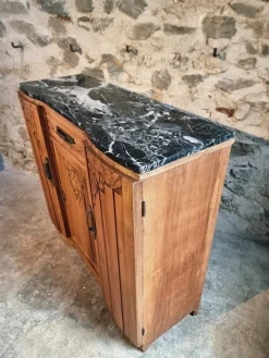 Pamono Art Deco French Walnut Sideboard with Marble Top, 1920s><noscript><img width=