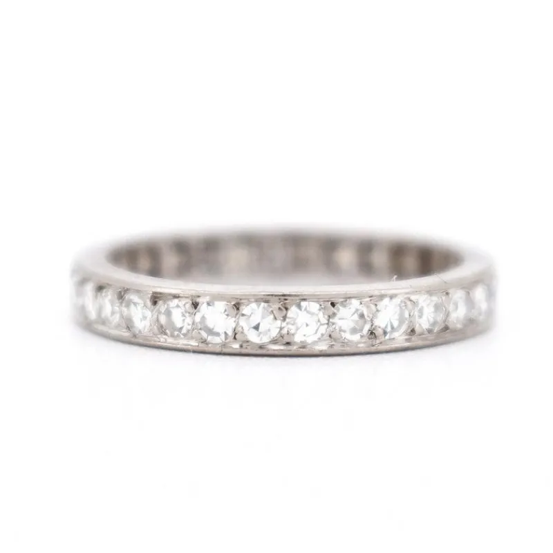New Pamono Art Deco Full Circle Diamond Wedding Band, 20th Century