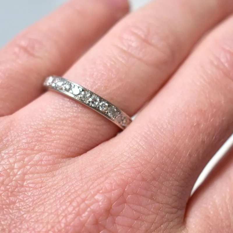 New Pamono Art Deco Full Circle Diamond Wedding Band, 20th Century