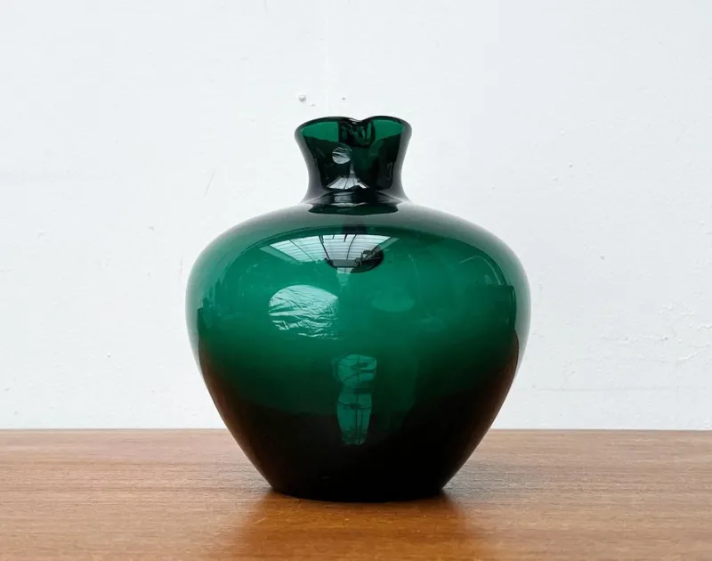 Pamono Art Deco German Green Glass Jug by Prof. Bruno Mauder for Zwiesel Theresienthal, 1930s> Glassware