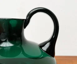 Pamono Art Deco German Green Glass Jug by Prof. Bruno Mauder for Zwiesel Theresienthal, 1930s><noscript><img width=