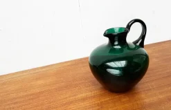 Pamono Art Deco German Green Glass Jug by Prof. Bruno Mauder for Zwiesel Theresienthal, 1930s><noscript><img width=