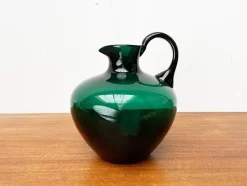 Pamono Art Deco German Green Glass Jug by Prof. Bruno Mauder for Zwiesel Theresienthal, 1930s><noscript><img width=