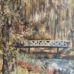Pamono Art Deco German Landscape Painting, 1920s, Oil on Wood, Framed><noscript><img width=