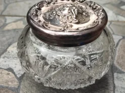 Online Pamono Art Deco Glass Sugar Bowl with Plated Lid, 1930s