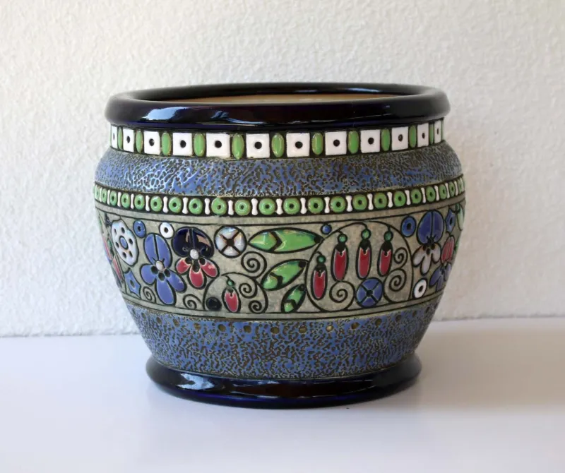 Clearance Pamono Art Deco Glazed Ceramic Planter, 1910