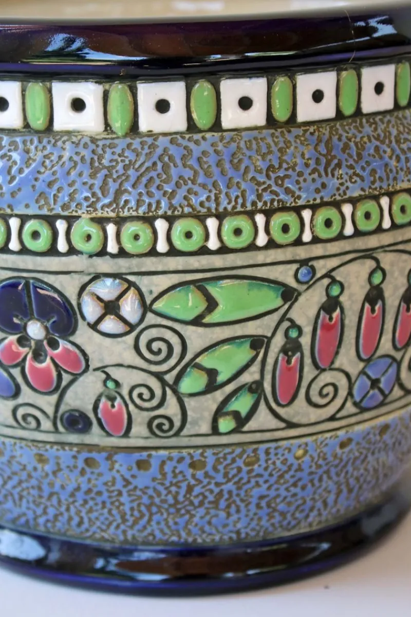 Clearance Pamono Art Deco Glazed Ceramic Planter, 1910
