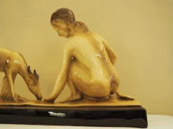 Pamono Art Deco Glazed Ceramic Sculpture by Charles Lemanceau> Art Deco