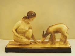 Pamono Art Deco Glazed Ceramic Sculpture by Charles Lemanceau><noscript><img width=