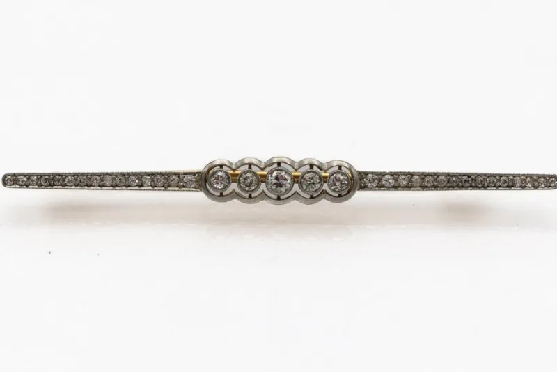 Outlet Pamono Art Deco Gold Brooch with Diamonds, Spain, 1930s