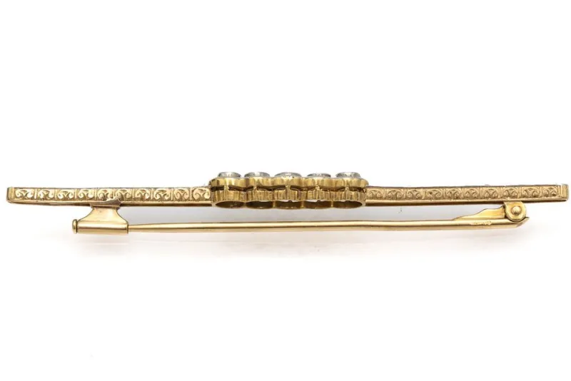 Outlet Pamono Art Deco Gold Brooch with Diamonds, Spain, 1930s