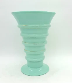 Clearance Pamono Art Deco Green Jadeite Art Glass Vase, 1920s