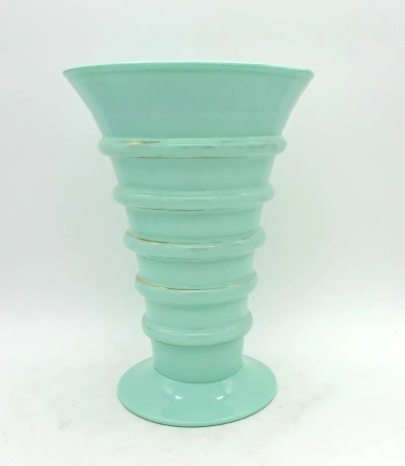 Clearance Pamono Art Deco Green Jadeite Art Glass Vase, 1920s