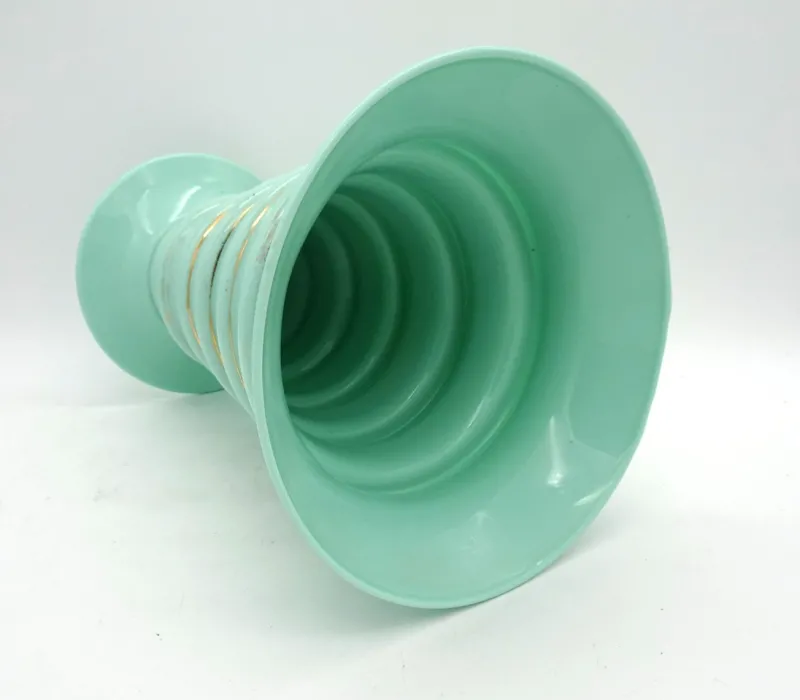 Clearance Pamono Art Deco Green Jadeite Art Glass Vase, 1920s