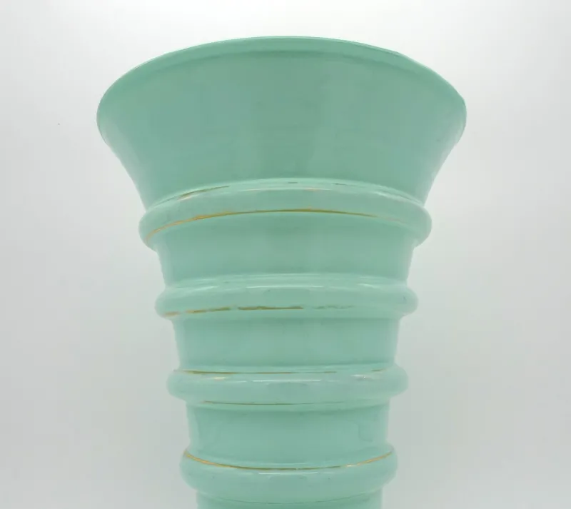 Clearance Pamono Art Deco Green Jadeite Art Glass Vase, 1920s